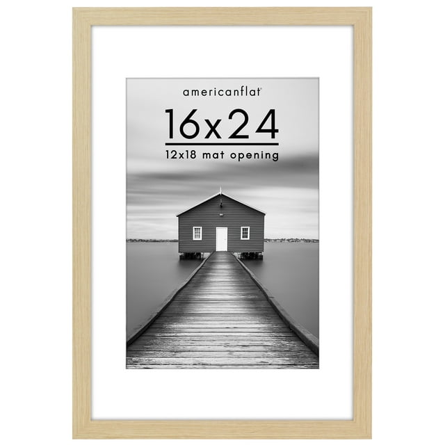 Americanflat 16" x 24" Wide Molding Picture Frame - Natural Oak