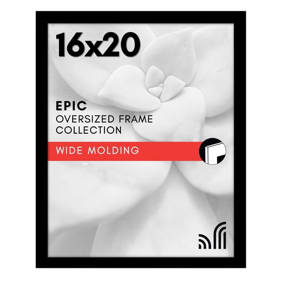 Americanflat 16x20 Picture Frame XEF1with Polished Plexiglass - Black Picture Frame - Wide Photo Frames Made of Engineered Wood for Vertical or Horizontal Wall Display - Epic Collection - Black