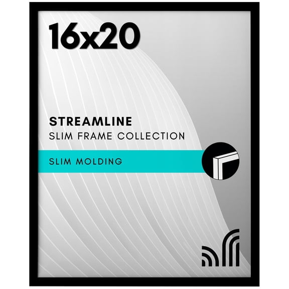 Americanflat 16x20 Picture Frame XEF1with Polished Plexiglass - Streamline Collection - Thin Border Picture Frame for Wall Display - Hanging Hardware Included - Black