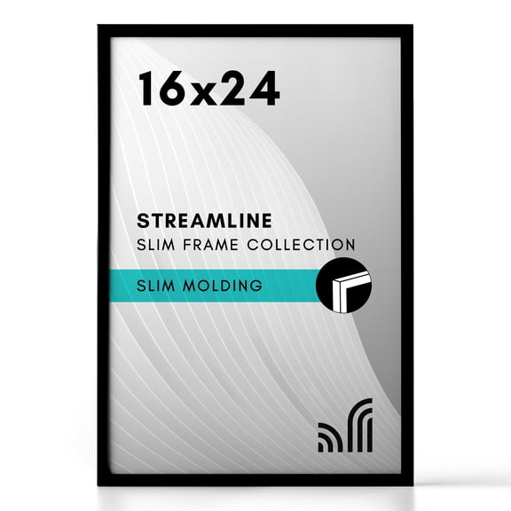 Americanflat 16x24 Poster Frame XEF1with Polished Plexiglass - Streamline Collection - Thin Border Picture Frame for Wall Display - Hanging Hardware Included - Black