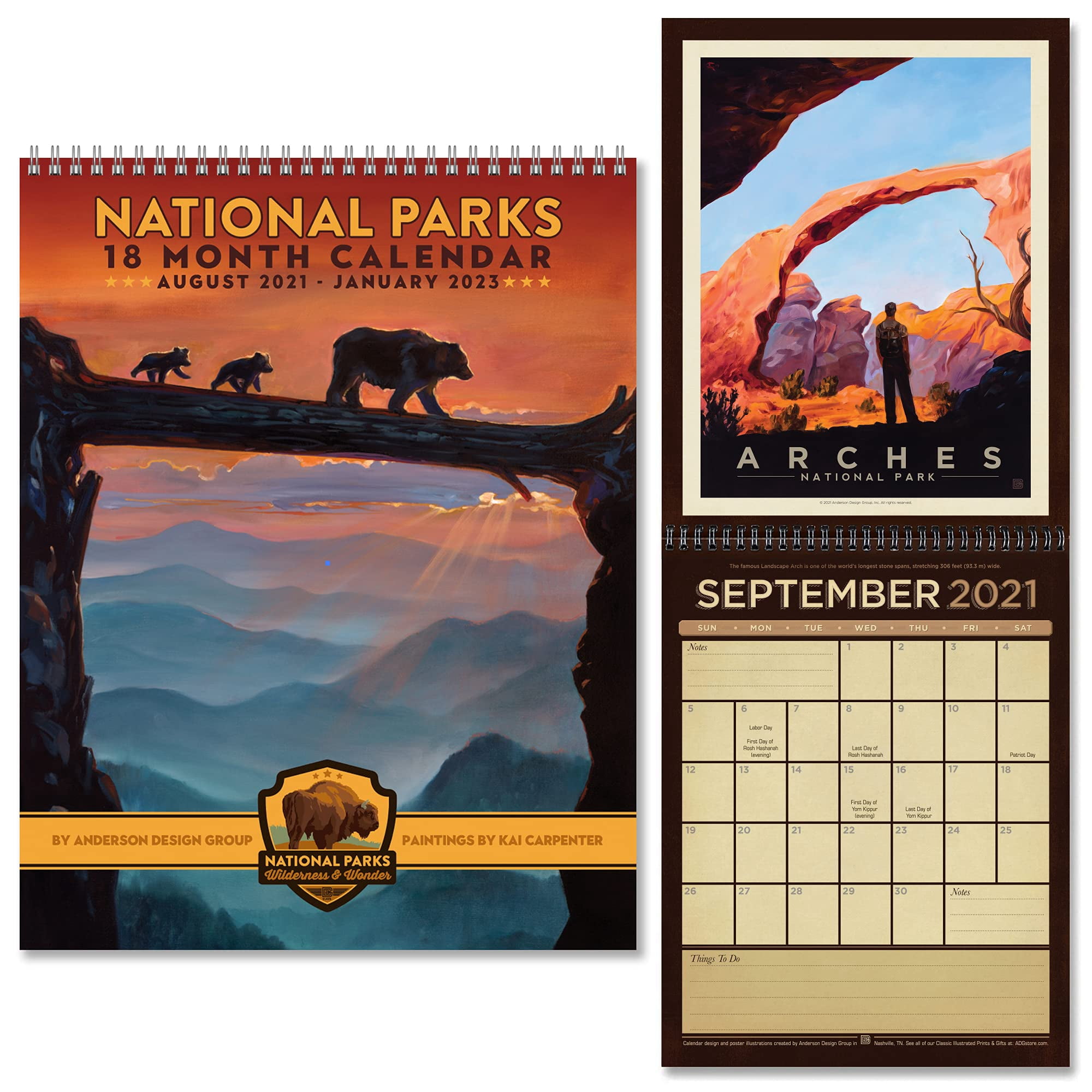 Americanflat 18 Month Wall Calendar - August 2021 to January 2023 - 10" x 26"