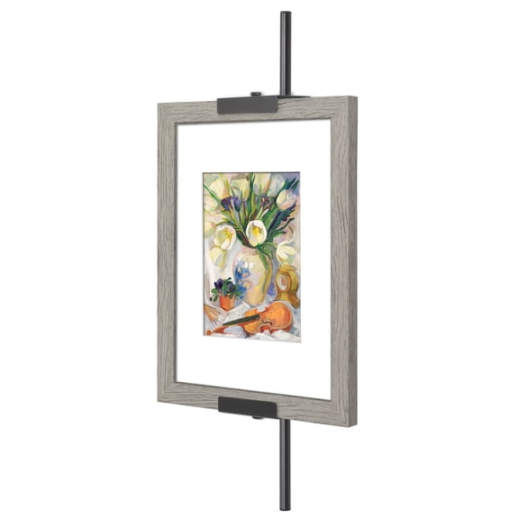 Americanflat 18" Wall Mounted Picture Frame Stand and Artwork Easel - Adaptive Clamps Ideal for 12x18 Frame - Black