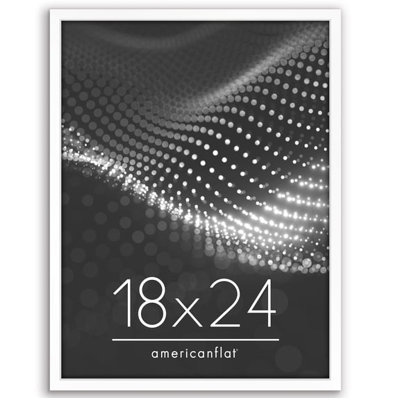 Americanflat 18x24 Poster Frame with Polished Plexiglass Streamline Collection Thin Border Wall - White