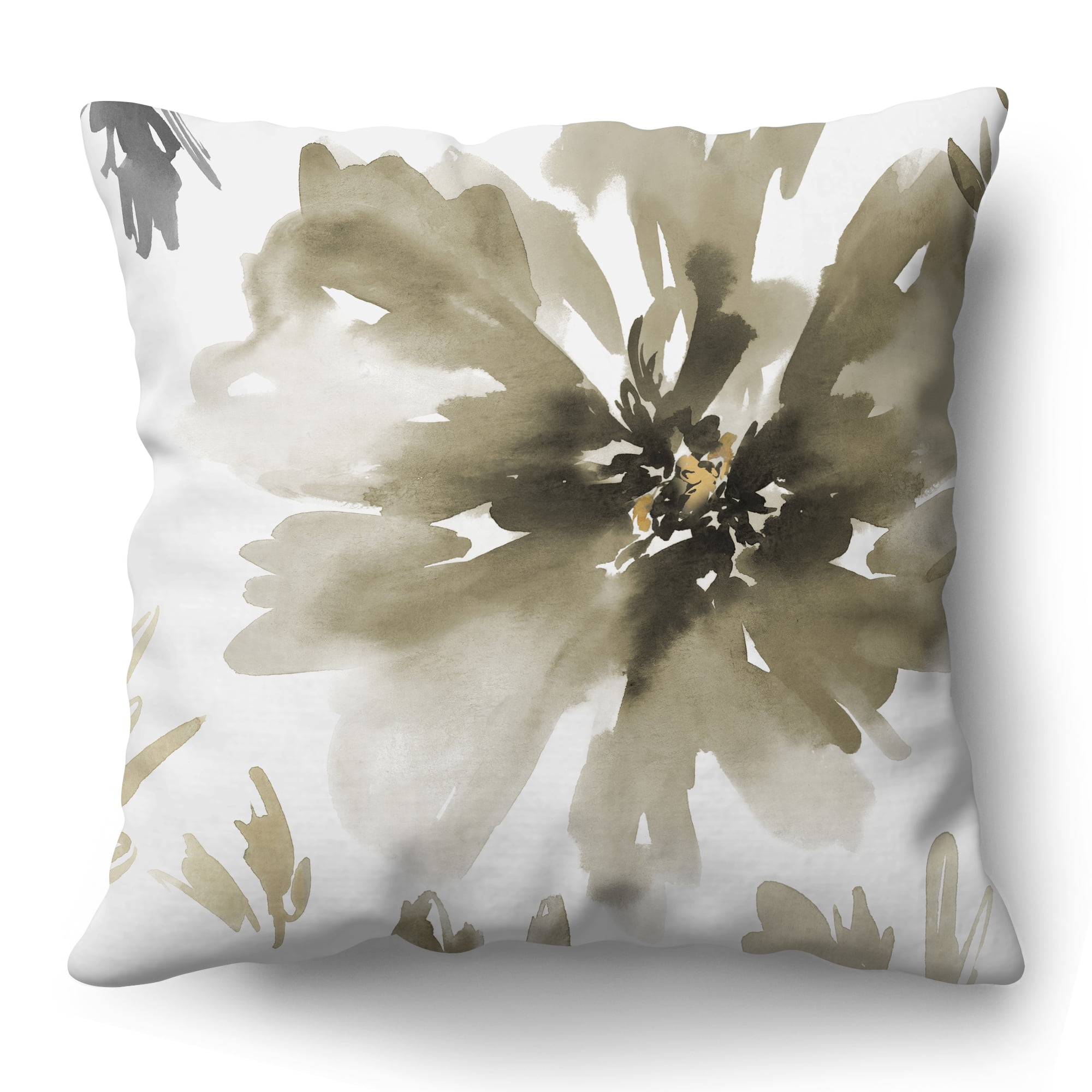 Americanflat 18"x18" Floral Throw Pillow with Premium Polyester - Sepia