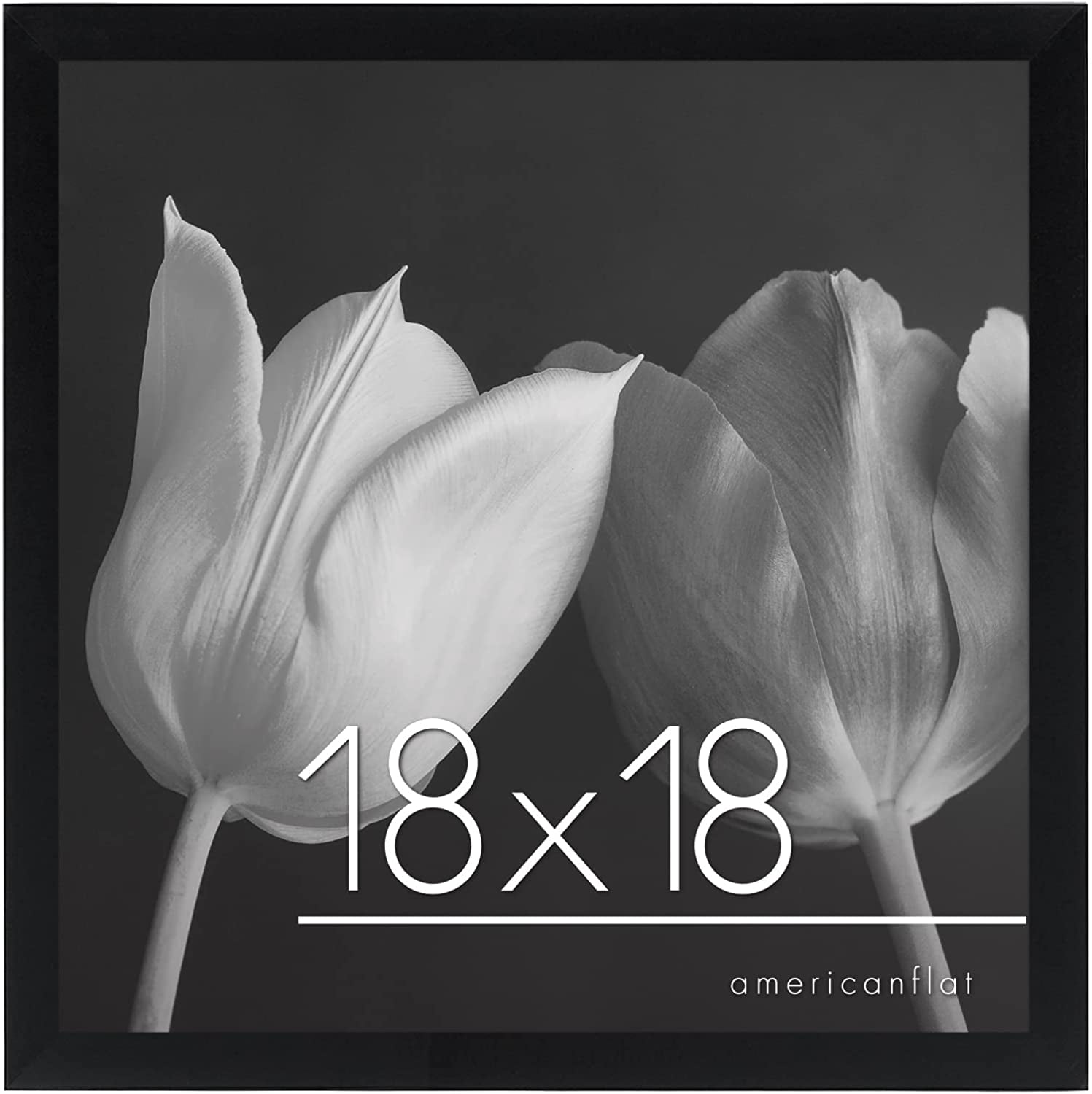 Americanflat 18X18 Poster Frame in Black - Composite Wood with Polished Plexiglass - Square Frame for Wall with Included Hanging Hardware