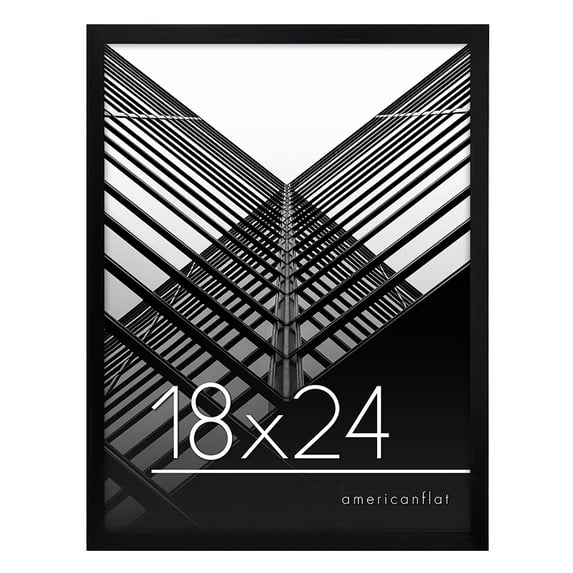 Americanflat 18x24 Poster Frame with Polished Plexiglass - Streamline Collection - Thin Border Picture Frame for Wall Display - Hanging Hardware Included - Black