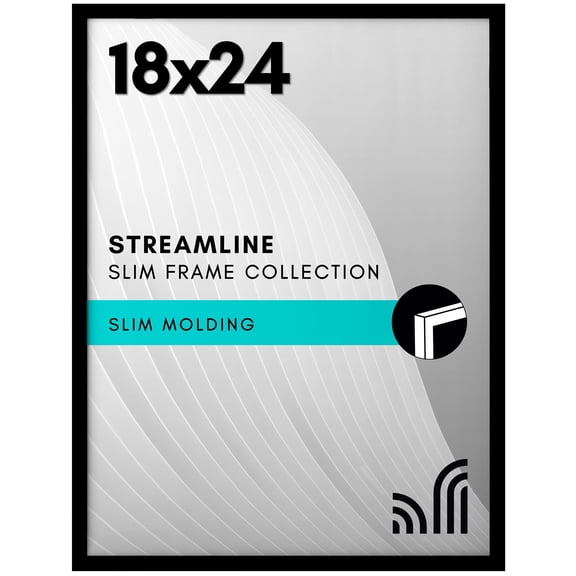 Americanflat 18x24 Poster Frame XEF1with Polished Plexiglass - Streamline Collection - Thin Border Picture Frame for Wall Display - Hanging Hardware Included - Black