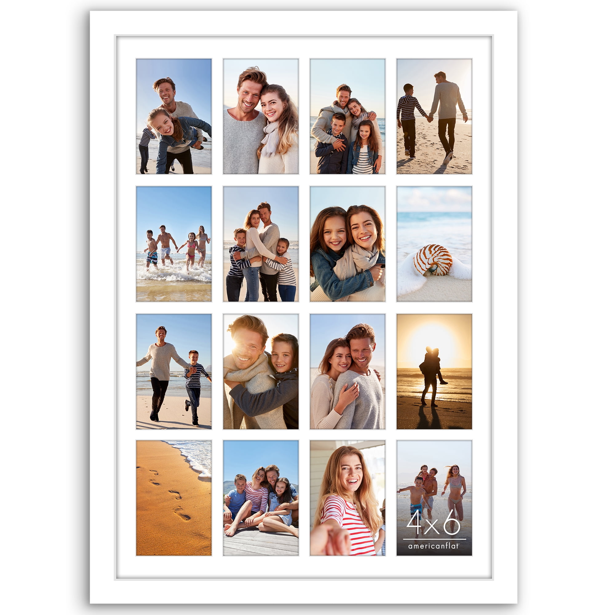 Americanflat 4x6 Collage Picture Frame with Shatter-Resistant Glass Fits 16 use as One 18x26 Poster Frame - White