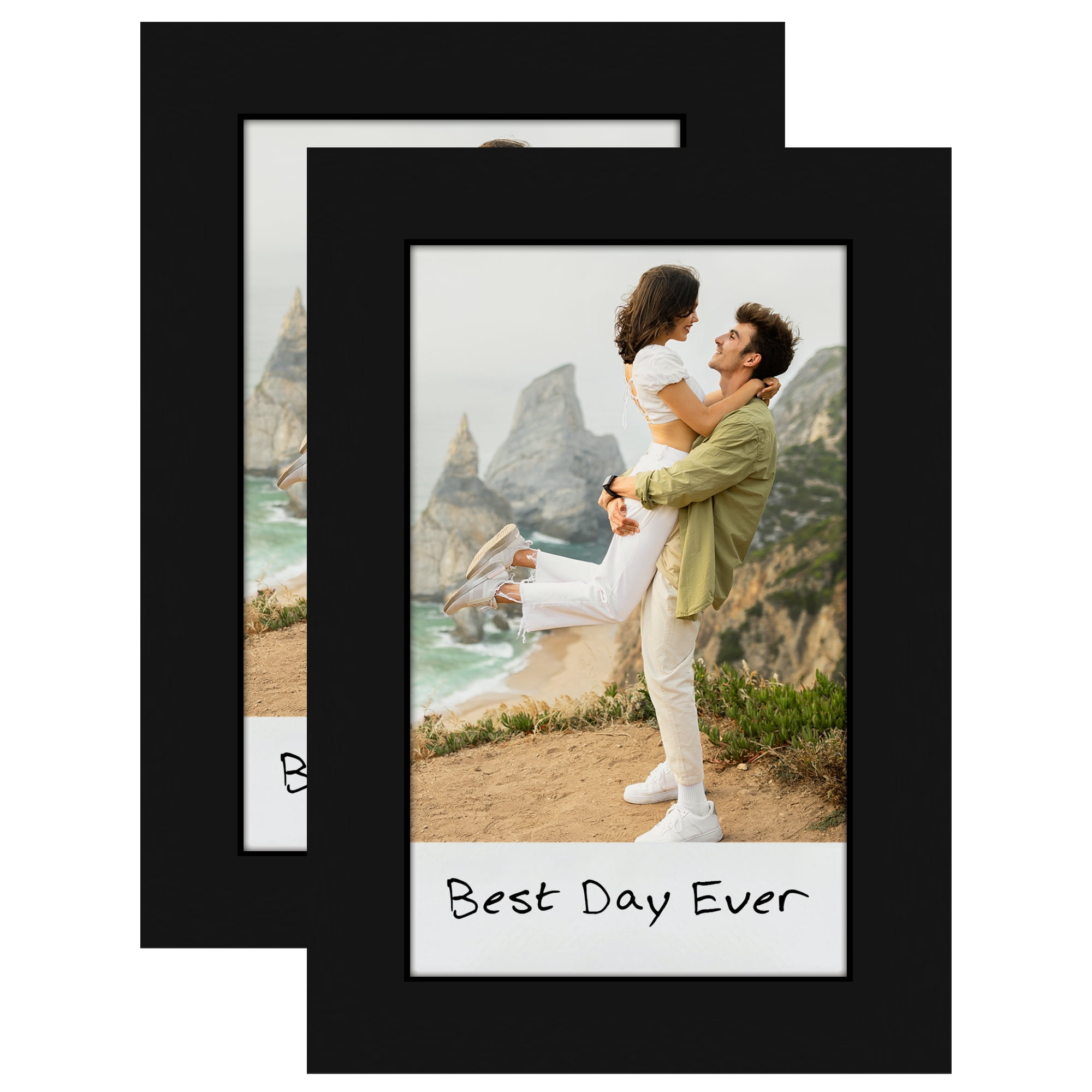 Americanflat 2x3 Picture Frame 2 Pack Instant Print Photos Mini Frames Tabletop Wall Display Polished - Black
