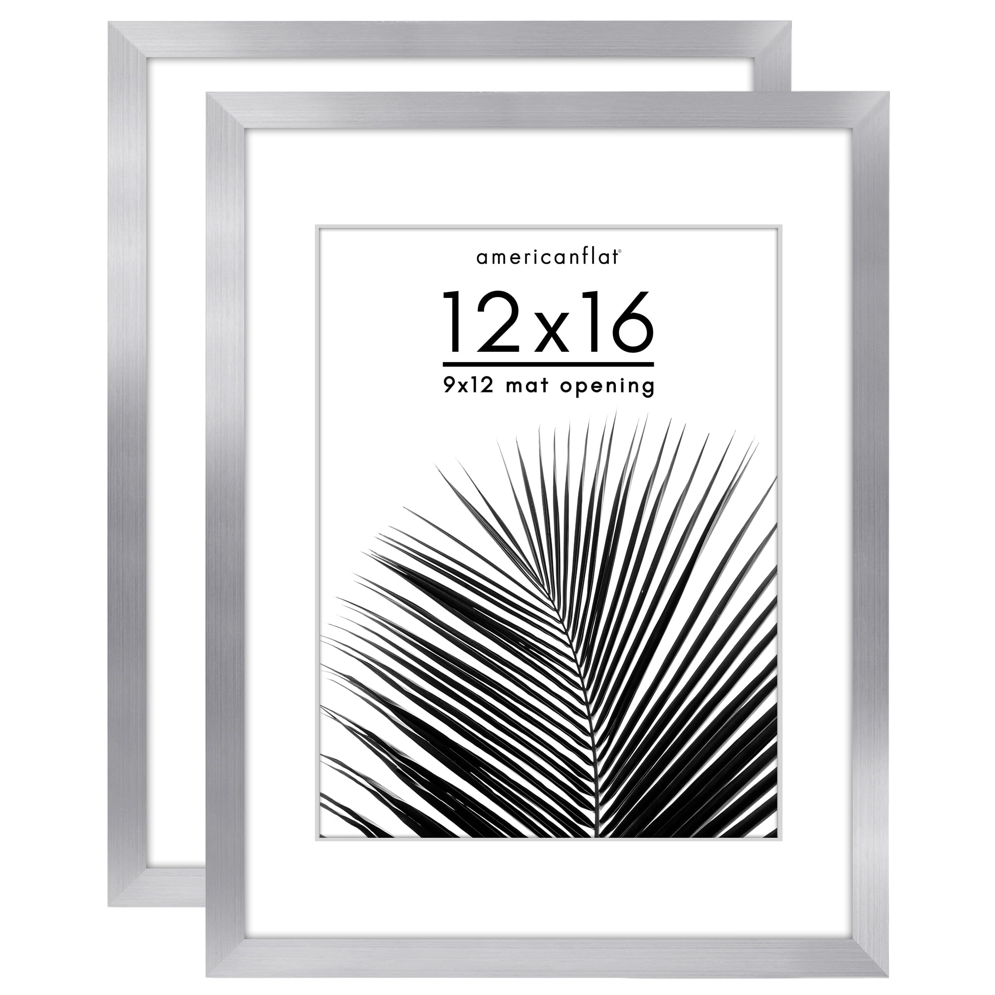 Americanflat 2 Pack of 12x16 Frames with 9x12 Mat - Plexiglass Cover ...