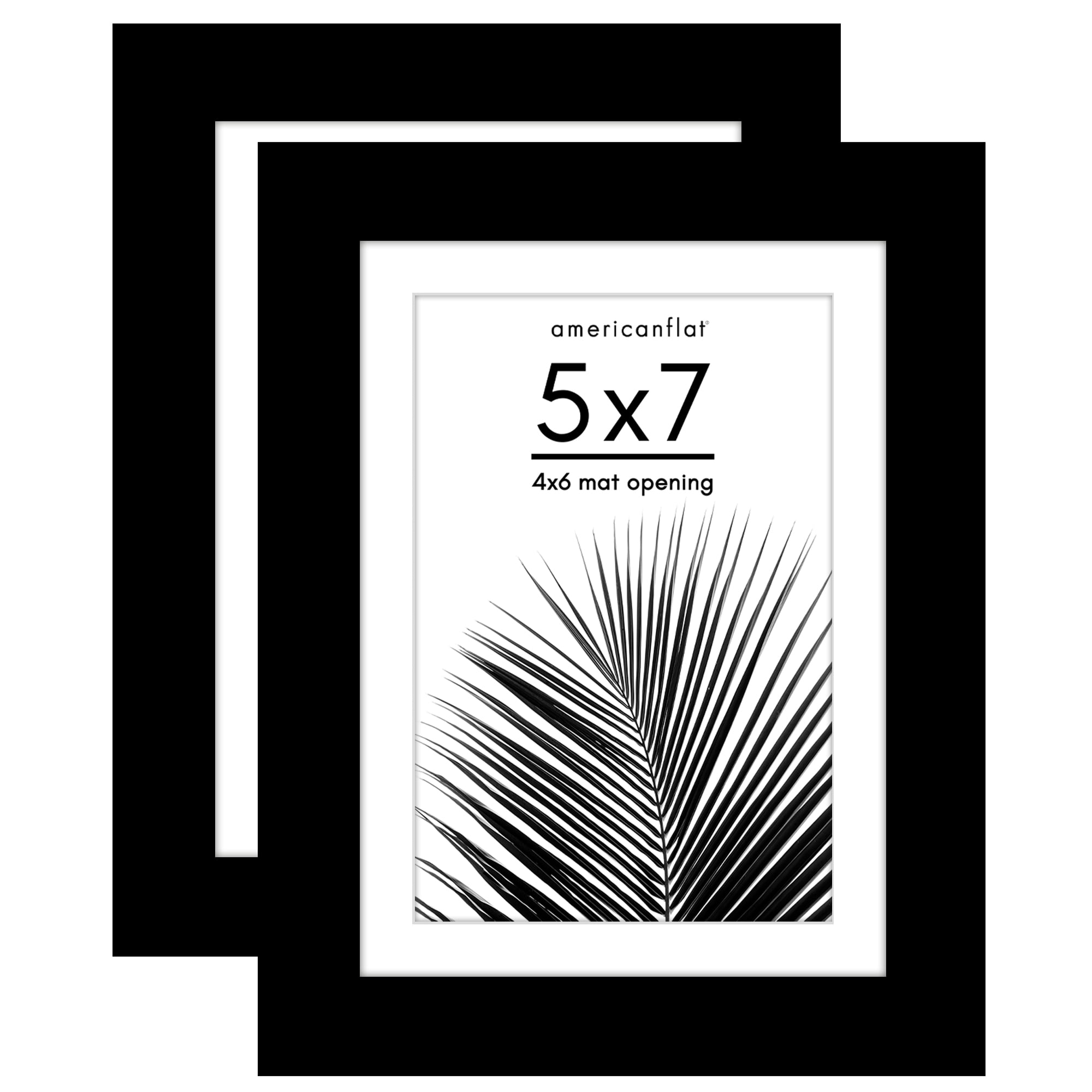 Americanflat 5x7 Picture Frame with Polished Plexiglass with 4x6 Mat 2 Pack Display Photo Galleria - Black