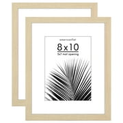 Americanflat 8x10 Picture Frame with Plexiglass with 5x7 Mat 2 Pack Display Photo Galleria Wall - Natural Oak