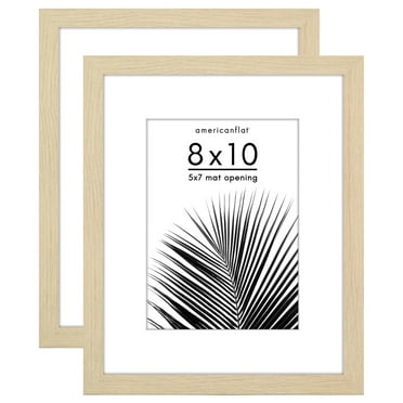 Americanflat 2 Pack of 8x10 Frames with 5x7 Mat - Plexiglass Cover - Natural Oak