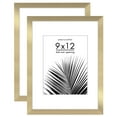 thumbnail image 1 of Americanflat 9x12 Picture Frame with Polished Plexiglass with 6x8 Mat 2 Pack Display Photo Galleria - Gold, 1 of 8