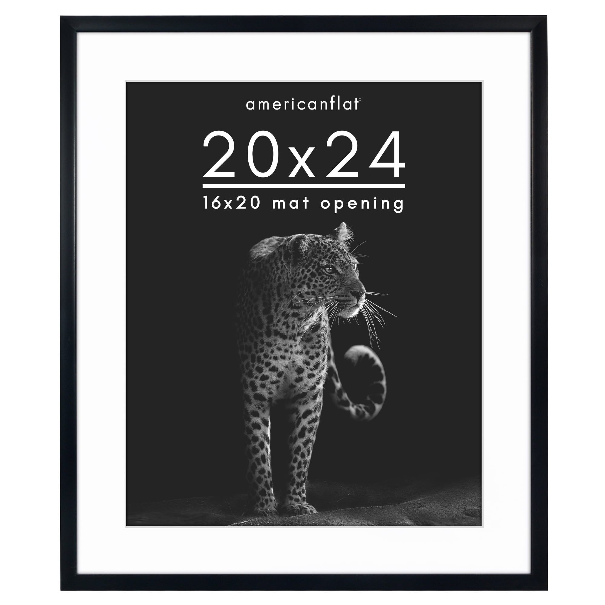 Americanflat 20x24 Picture Frame with Polished Plexiglass with 16x20 Mat Display Photo Soho Collection - Black