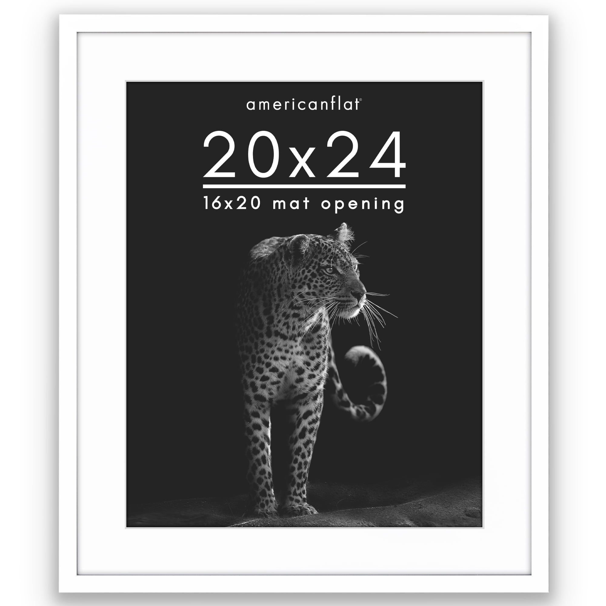 Americanflat 20" x 24" Gallery-Style Picture Frame with Mat to Secure Artwork, Prints, and Photos - White