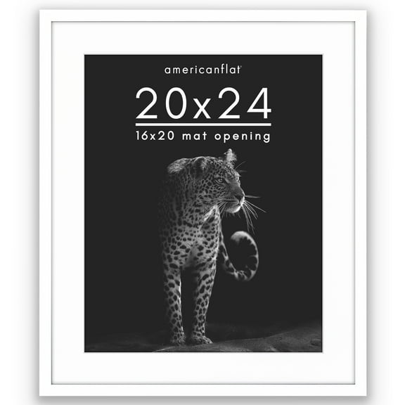 Americanflat 20" x 24" Gallery-Style Picture Frame with Mat to Secure Artwork, Prints, and Photos - White