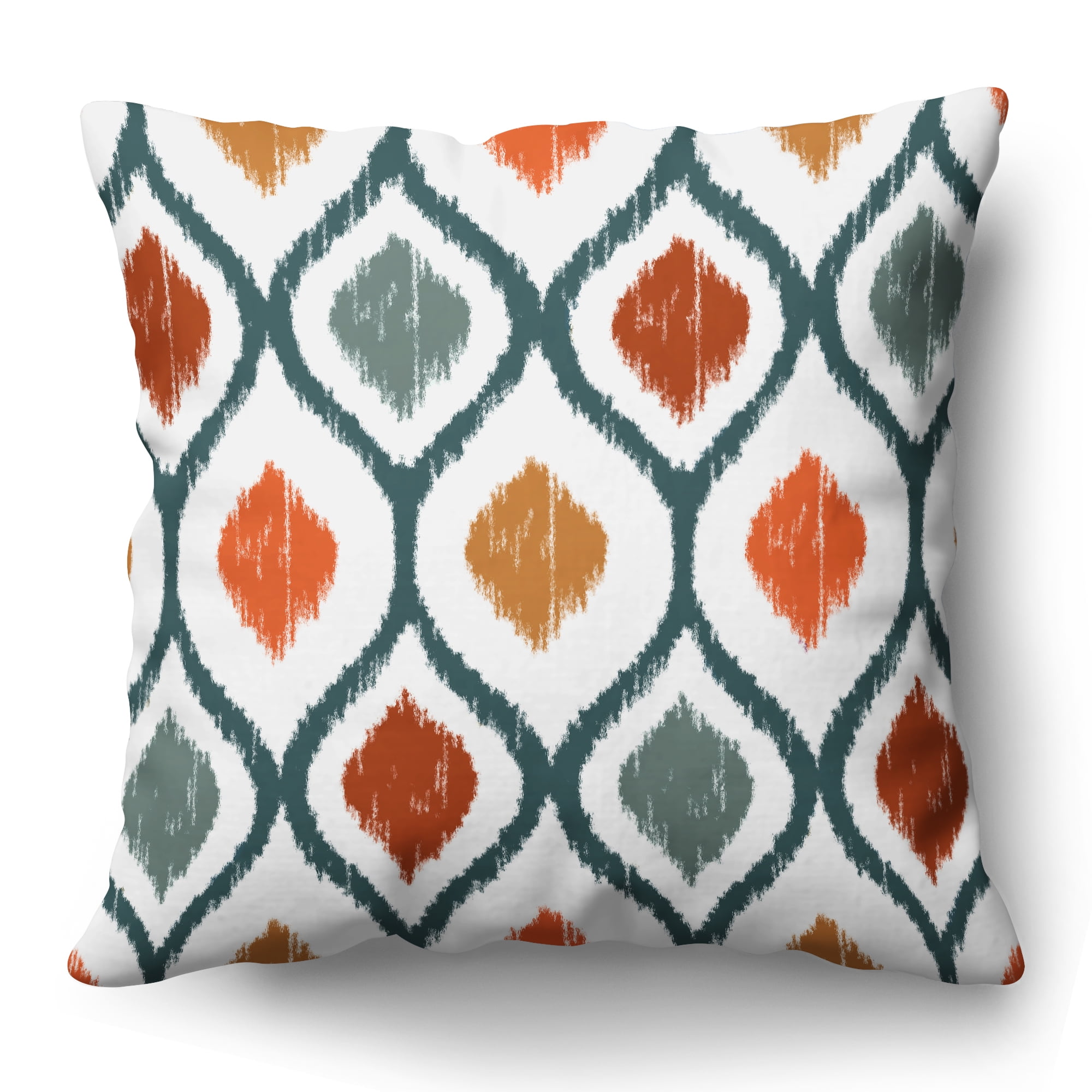 Americanflat 20"x20" Blue and Orange Diamond Pattern Design Throw Pillow with Premium Polyester