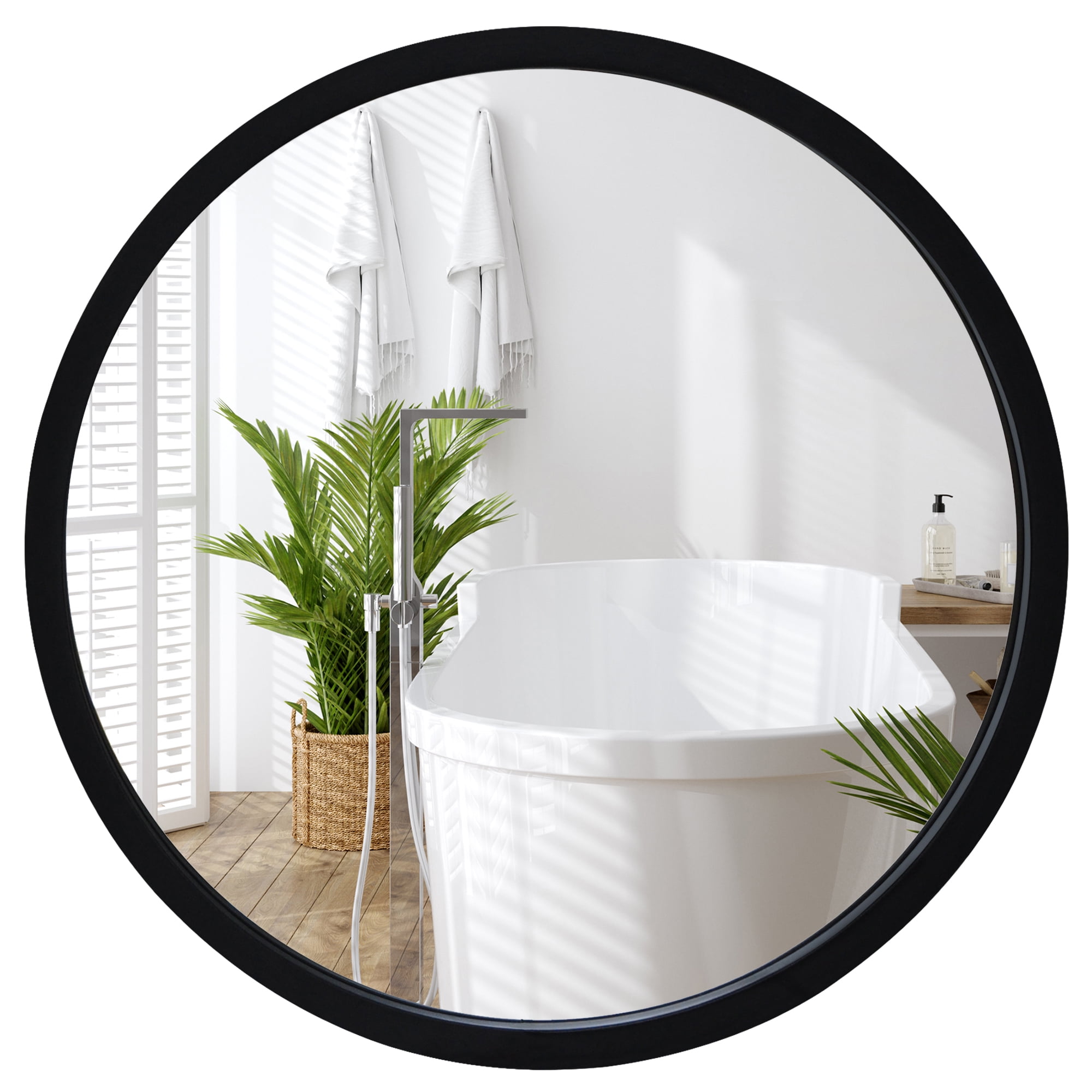 Americanflat - 20x20 Framed Black Round Mirror - Circle Mirror for Bathroom, Bedroom, Entryway, Living Room