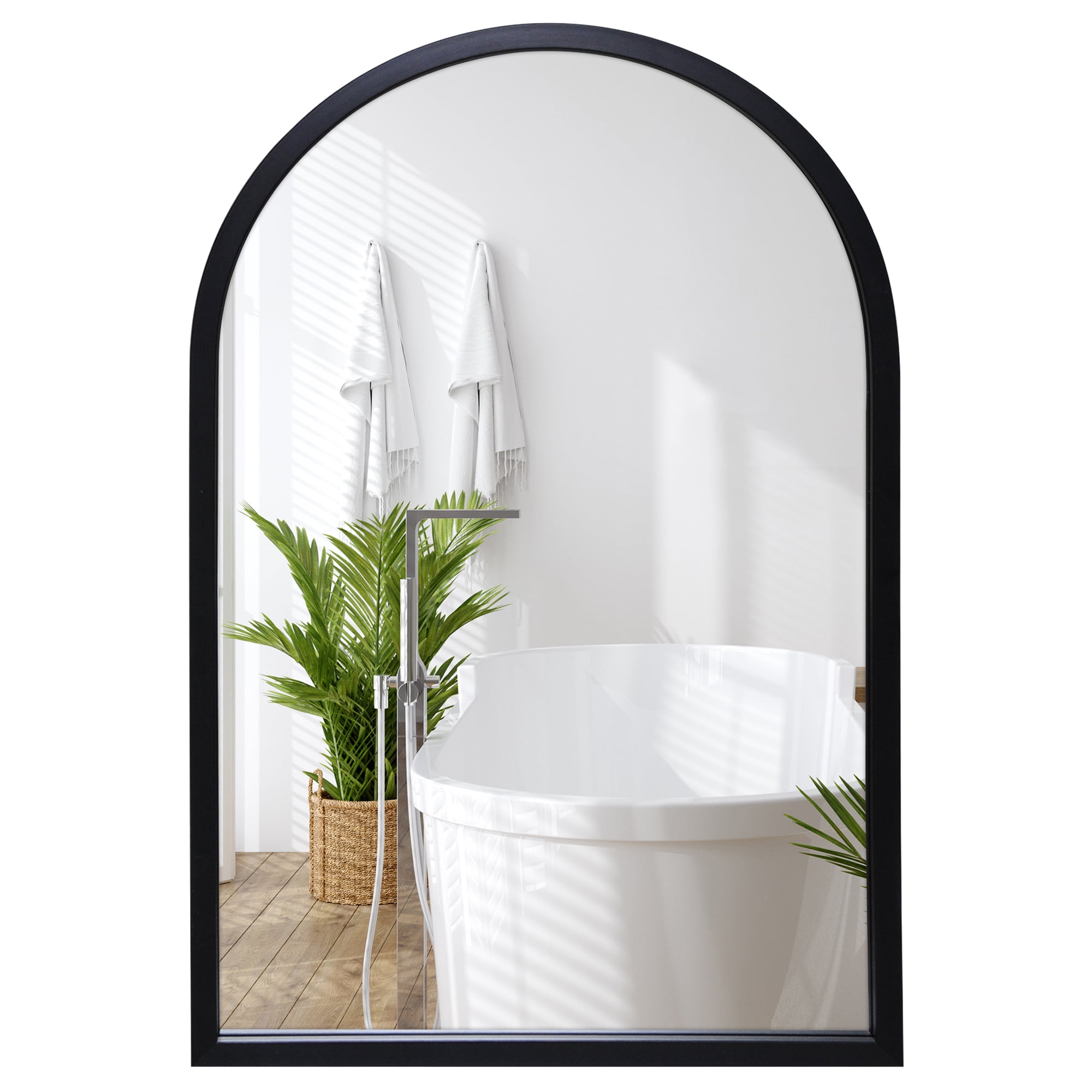 Americanflat - 20x30 Black Framed Curved Arched Mirror for Bedroom Living Room Bathroom