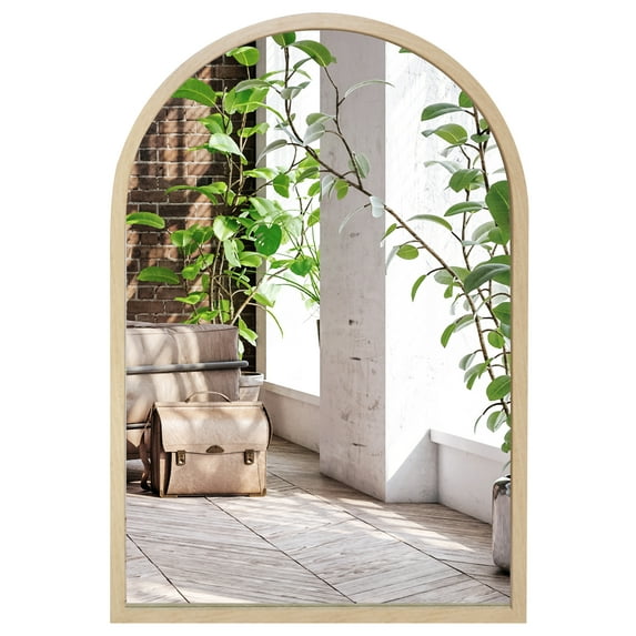 Americanflat 20x30 Framed Dark Oak Arched Mirror - Hanging Mirror for Wall, Bathroom, Entryway Hall, Living Room, Bedroom - Curved Mirror