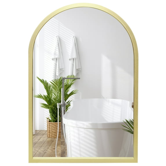 Americanflat - 20x30 Gold Framed Curved Arched Mirror for Bedroom Living Room Bathroom