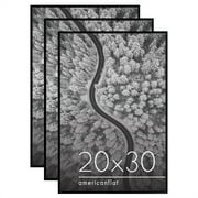 Americanflat 20x30 Poster Frame 3 Pack Polished Front Cover Slide Photo Buildable Molding Fusion Wall - Black