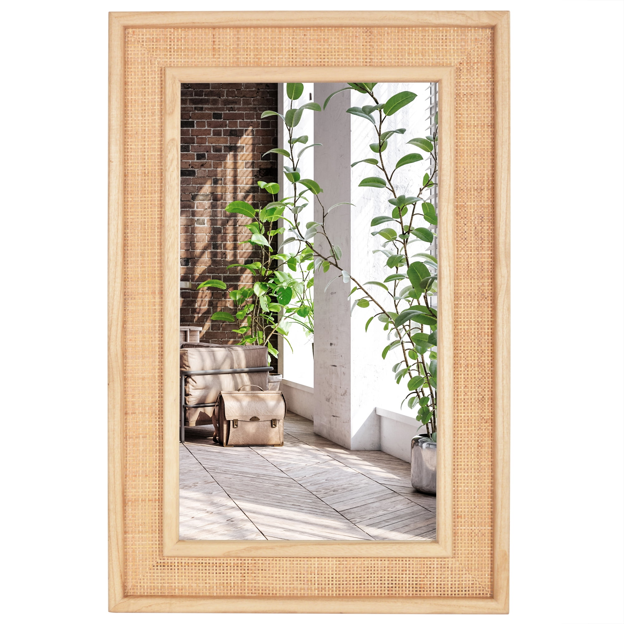 Free Shipping! Americanflat 23x34 Modern Wall Mirror with Sycamore