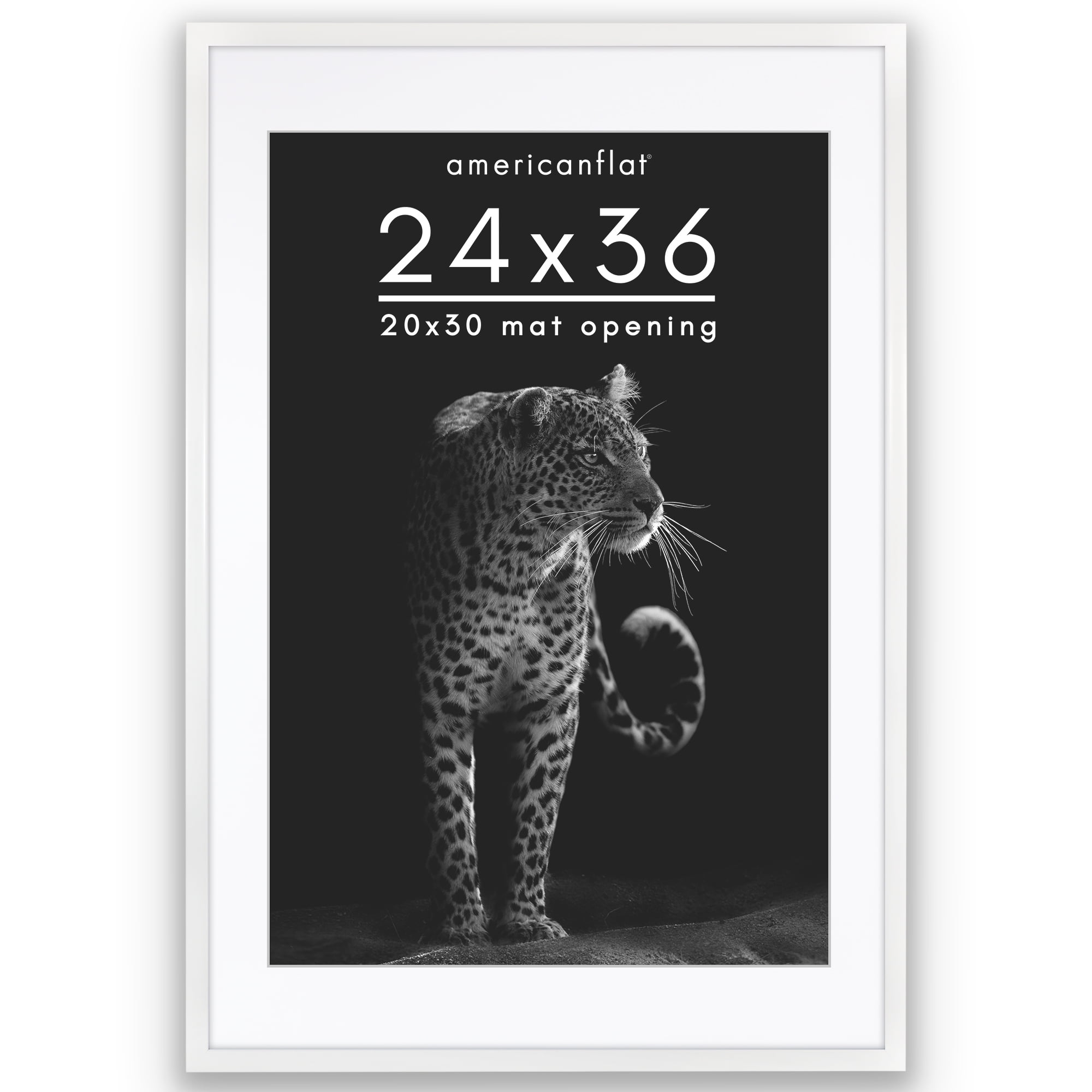 Americanflat 24x36 Poster Frame with Polished Plexiglass with 20x30 Mat Display Photo Soho Collection - White