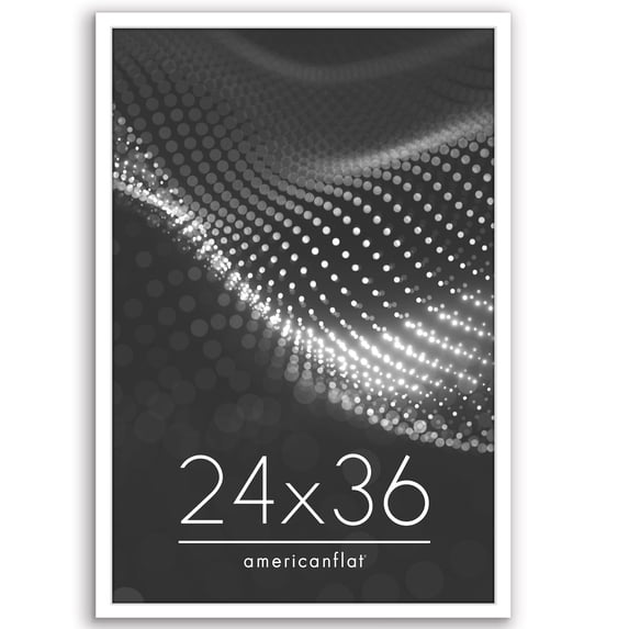 Americanflat 24x36 Poster Frame with Polished Plexiglass Streamline Collection Thin Border Wall - White