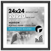 Americanflat Hudson 24x24 Picture Frame with 20x20 Mat, Plexiglass, Black