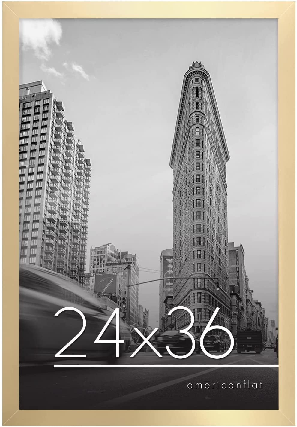 Americanflat 24x36 Poster Frame in Gold - Composite Wood with Polished Plexiglass - Horizontal and Vertical Formats for Wall with Included Hanging Hardware