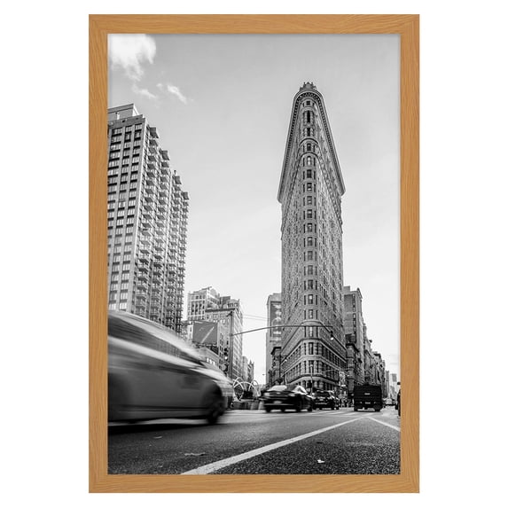 Americanflat 24x36 Poster Frame in Oak - Composite Wood with Polished Plexiglass - Horizontal and Vertical Formats for Wall with Included Hanging Hardware