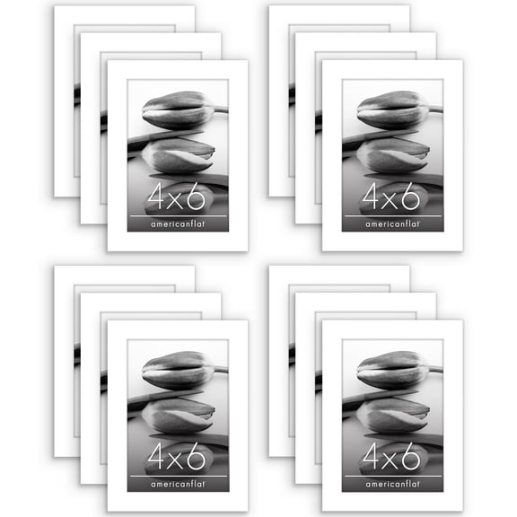 Americanflat 4" x 6" Picture Frame Set to Enhance Wall Decor - White - 12 Pack