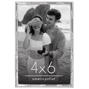 Americanflat 4x6 Picture Frame with Shatter-Resistant Glass Metal Bamboo Style Molding Elegant Frames - Silver