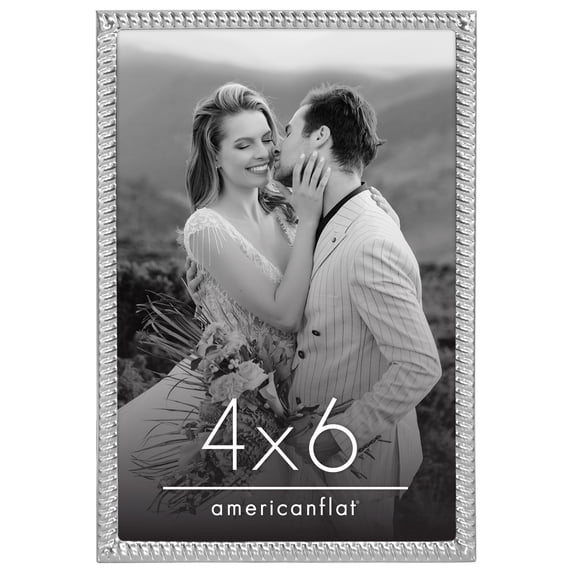 Americanflat 4x6 Picture Frame with Shatter-Resistant Glass Metal Rope Style Textured Detailing Wall - Silver