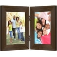 thumbnail image 1 of Americanflat 4x6 Inch Hinged Picture Frame with Glass Front - Displays 2 4x6 Inch Pictures, Stands Vertically on Desktop or Table Top , Walnut 4x6 Double Fold Walnut, 1 of 5