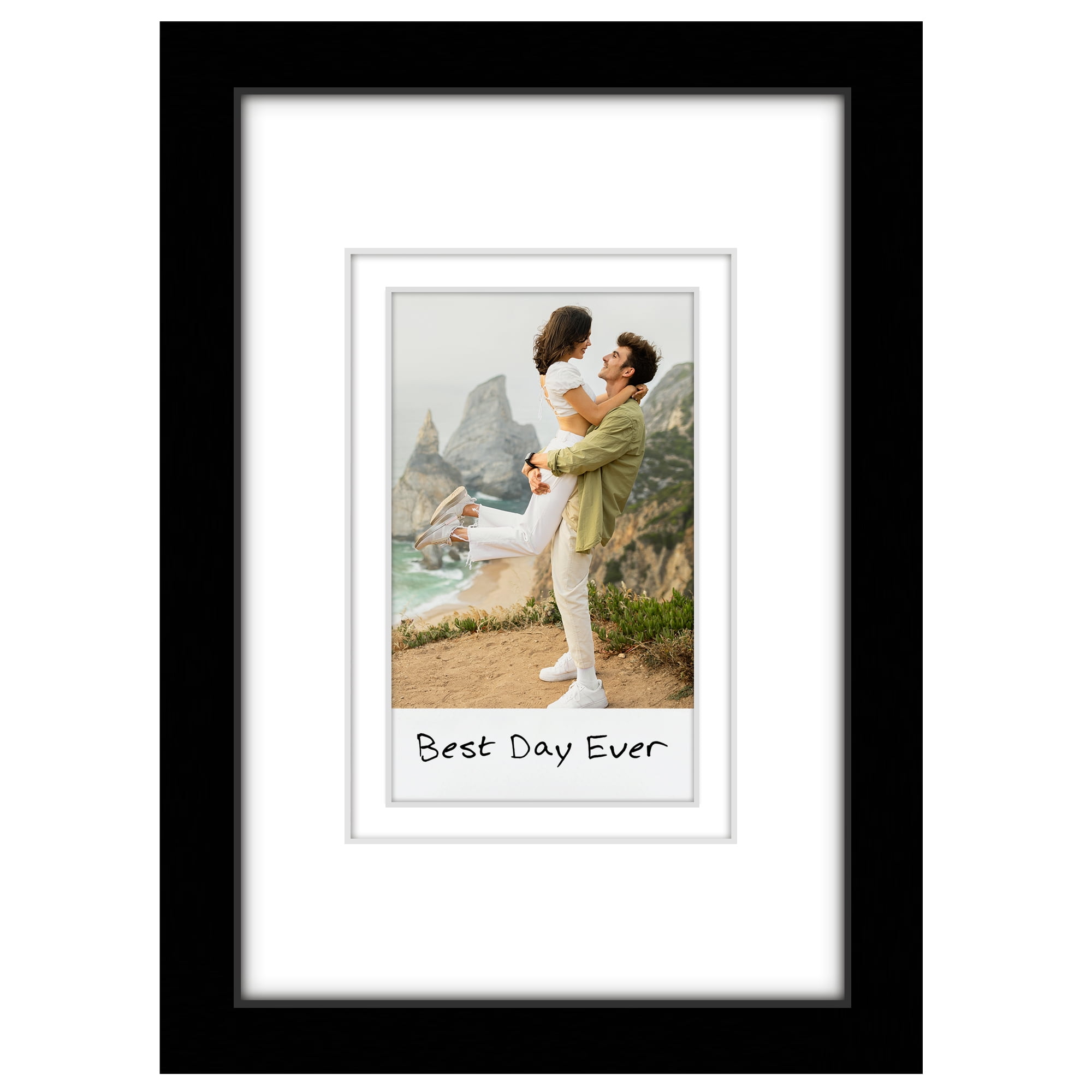 Americanflat 4x6 Picture Frame with Shatter-Resistant Glass with 2x3 Mat Instant Print Photos Mini - Black