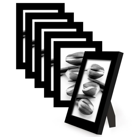 Americanflat 4x6 Picture Frame with Polished Plexiglass 6 Pack Signature Collection Frames Photo Wall - Black