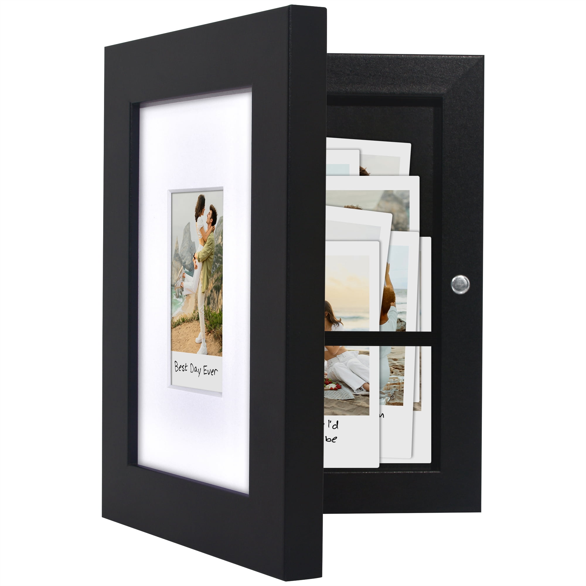 Americanflat 4x6 Picture Frame Storage with 2x3 Mat Instant Print Photos Quick Change Frames Holds Wall - Black