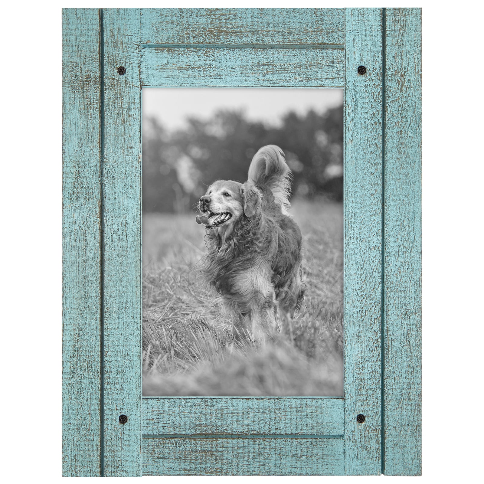 Americanflat 16x20 Rustic Picture Frame in Turquoise Blue with Textured  Wood and Plexilass - Horizontal and Vertical Formats for Wall