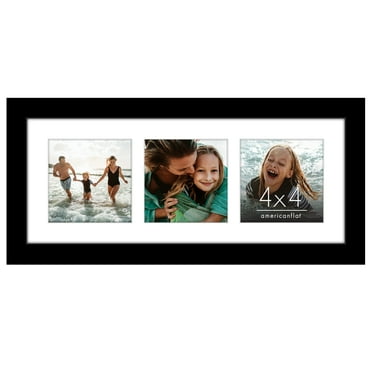 Americanflat 5.5x14 Collage Picture Frame - Fits Three 3x3 Photos or One 5.5x14 Photo - Black