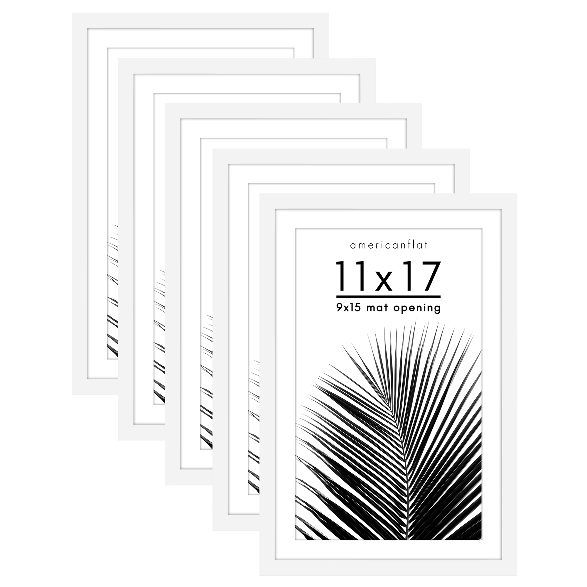 Americanflat 5 Pack of 11x17 Frames with 9x15 Mat - Plexiglass Cover ...