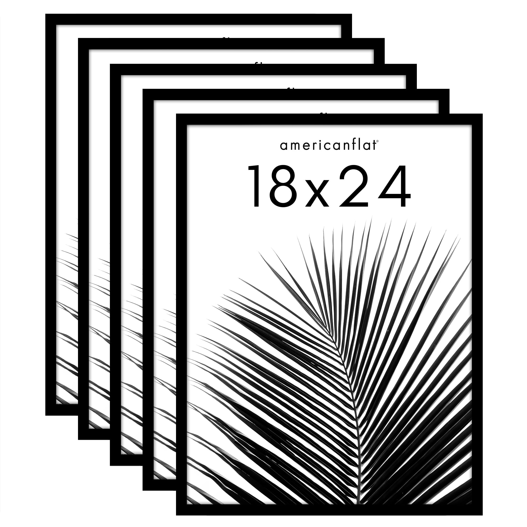 Americanflat 18x24 Poster Frame with Polished Plexiglass 5 Pack Galleria Collection Frames Wall - Black