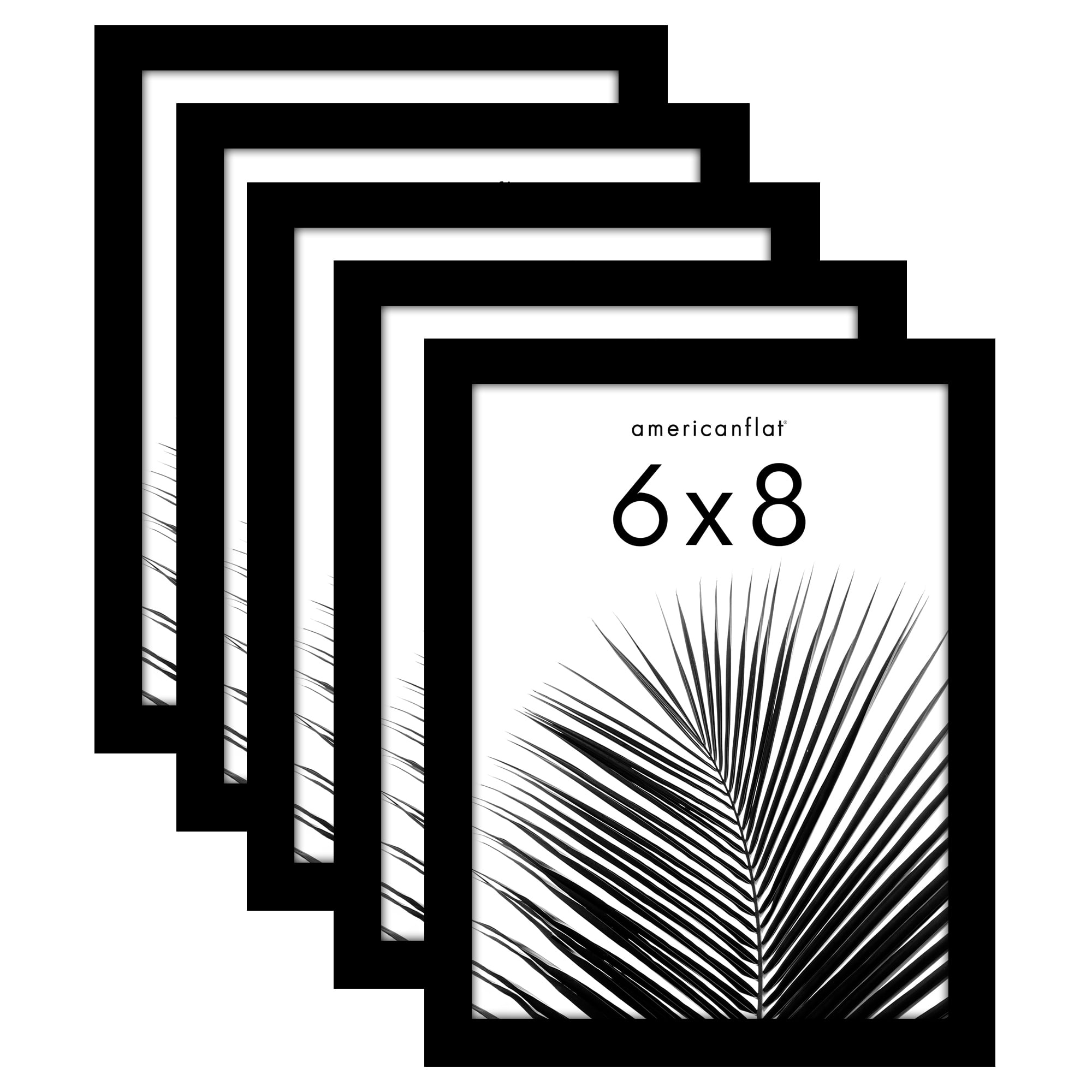 Americanflat 6x8 Picture Frame with Polished Plexiglass 5 Pack Galleria Collection Frames Tabletop - Black