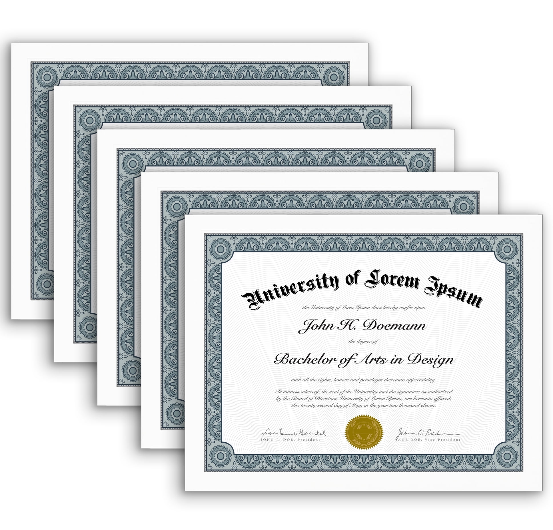 Americanflat 8.5x11 Picture Frame with Polished Plexiglass 5 Pack Legacy Collection Certificate Frames - White
