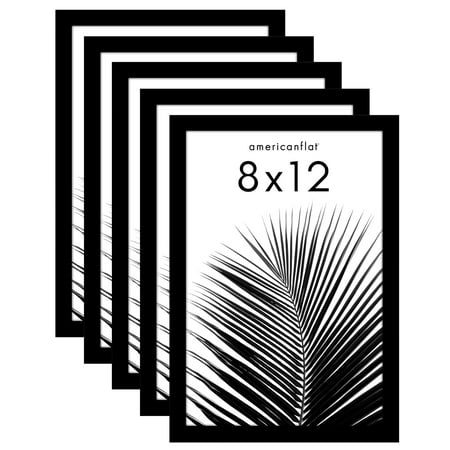 Americanflat 8x12 Picture Frame with Polished Plexiglass 5 Pack Galleria Collection Frames Tabletop - Black