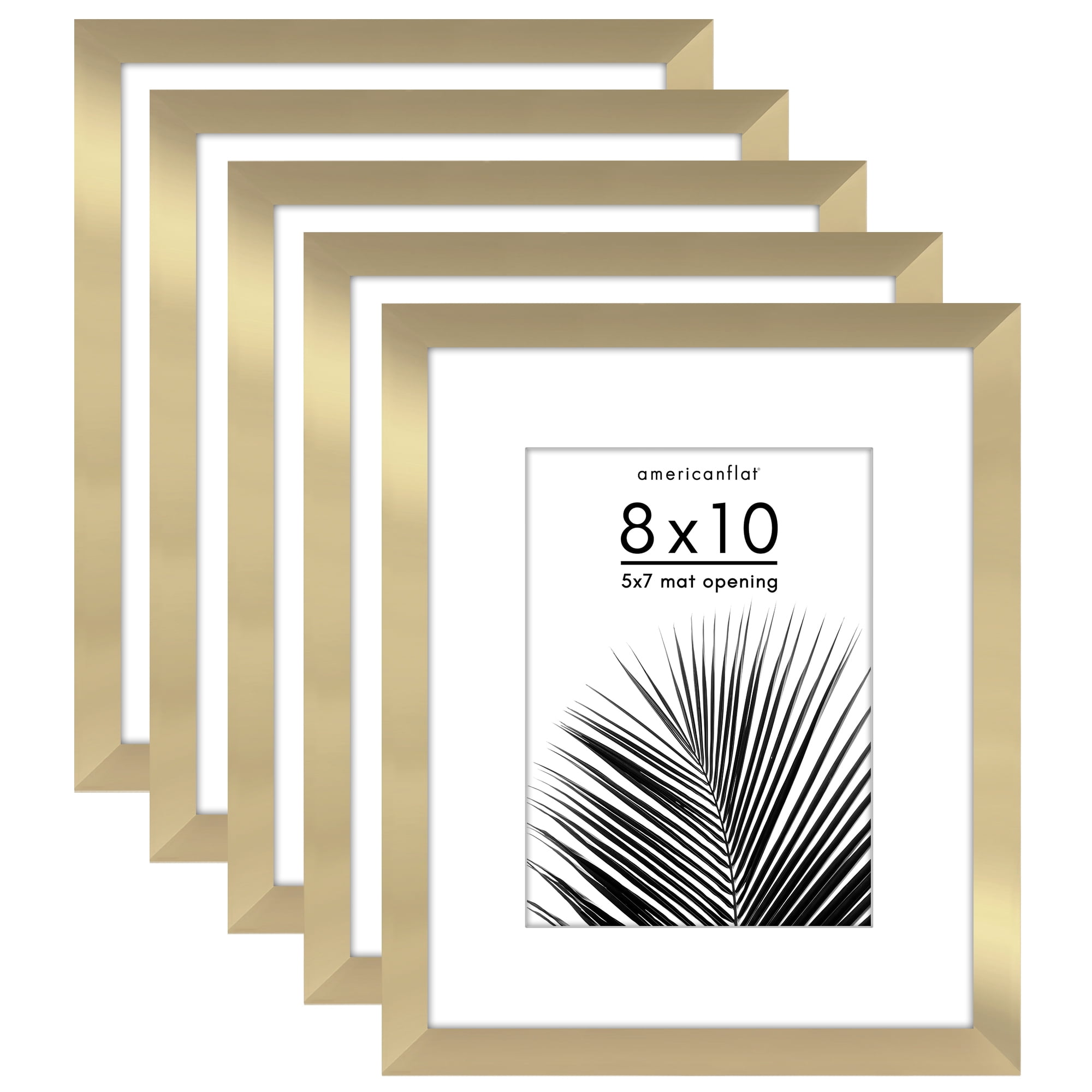 Elegant Gold 8x10 Picture Frames with Plexiglass Cover - Set of 5