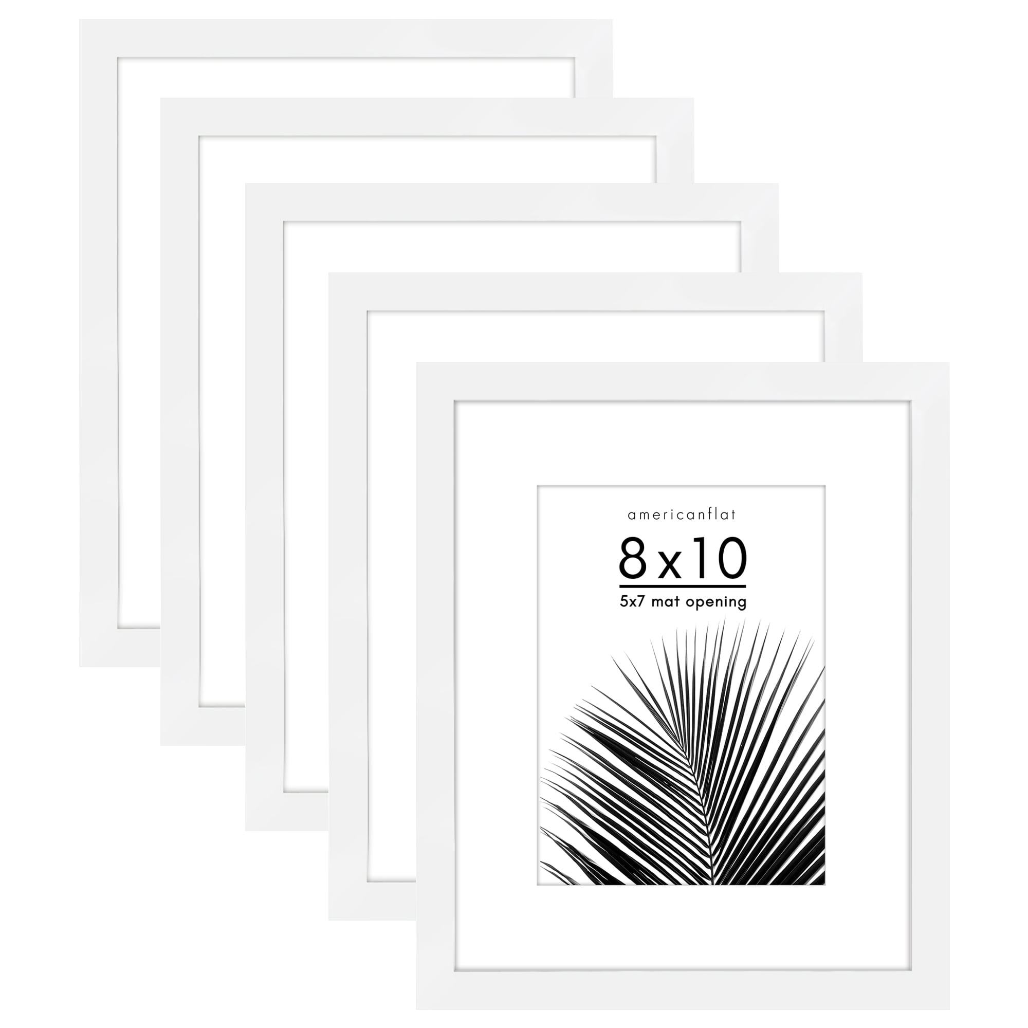 Americanflat 5 Pack of 8x10 Frames with 5x7 Mat - Plexiglass Cover ...