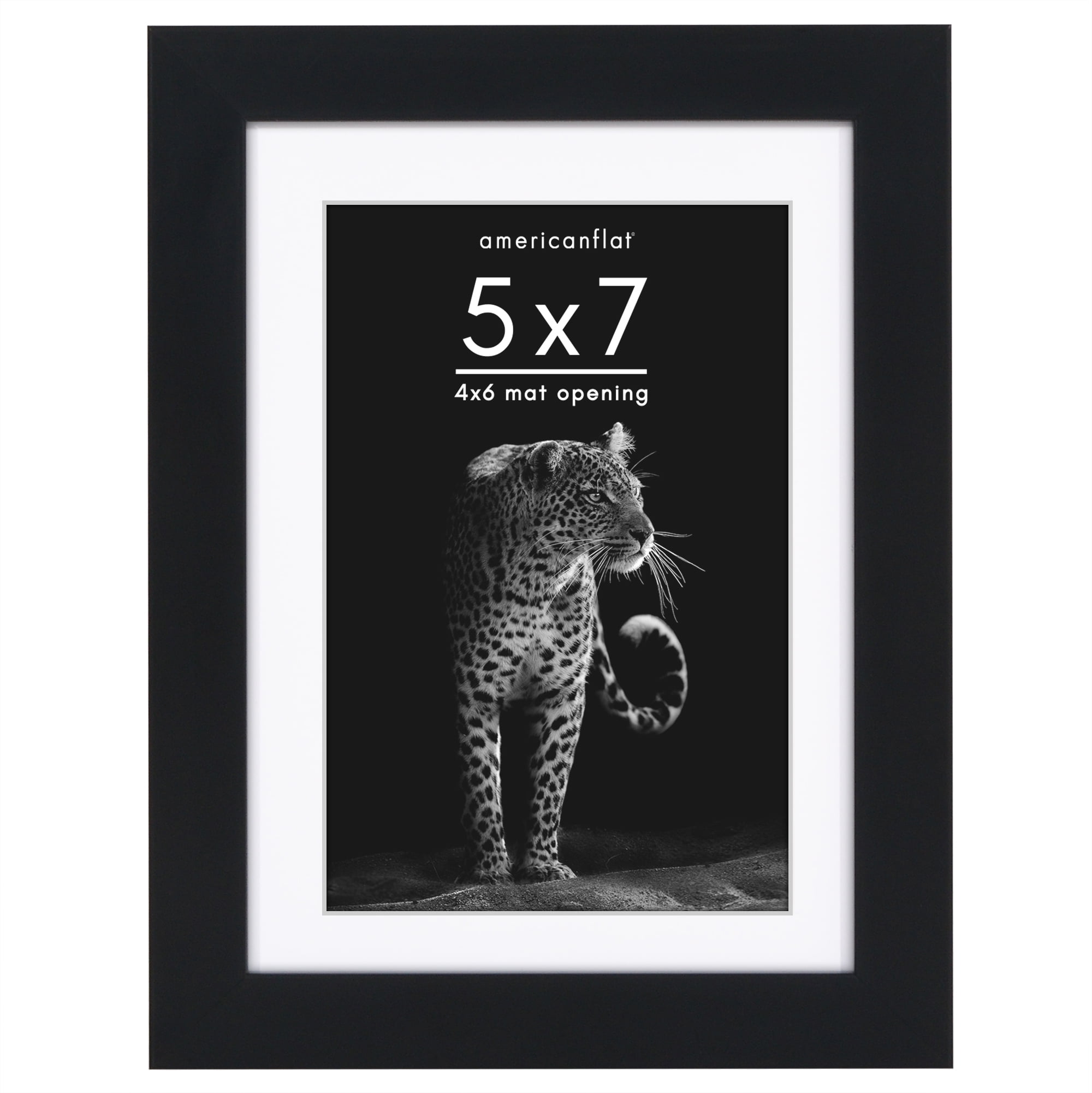 Americanflat 5x7 Picture Frame with Shatter-Resistant Glass with 4x6 Mat Display Photo Soho Collection - Black